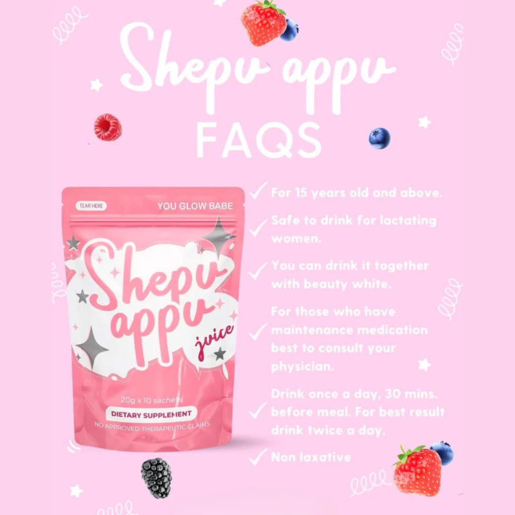 Shepu Appu Juice frequently asked questions infographic detailing age limits, brewing instructions, and best usage guidelines.